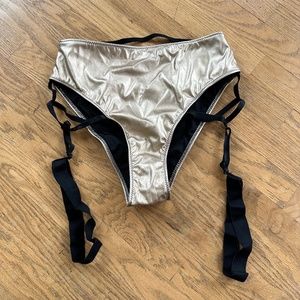 NWT Pole Active - Paradise Chick Polewear bikini gold booty short